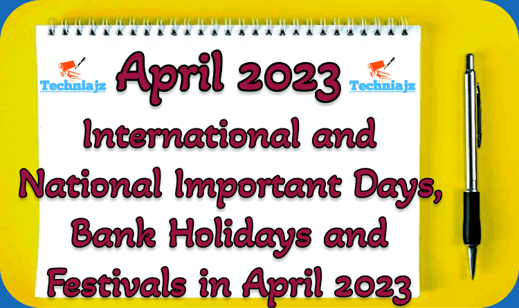 National and International Important Days in April 2023