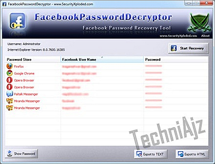 Find Facebook Password Using FacebookPasswordDecryptor tool